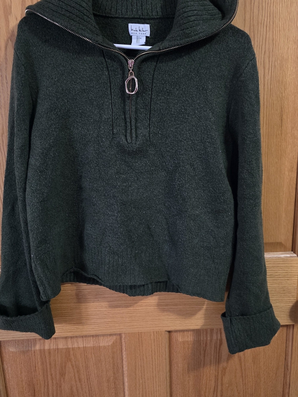 Nicole Miller Forest Green Half Zip Pullover L